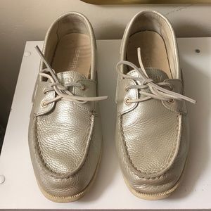 Gold Sperry Sailing Loafers